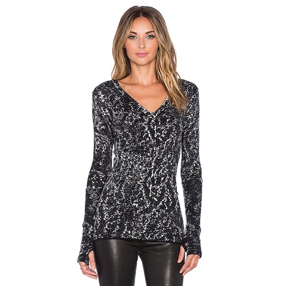 Enza Costa Tops - Enza Costa Cashmere Chalk Long Sleeve V Neck Top